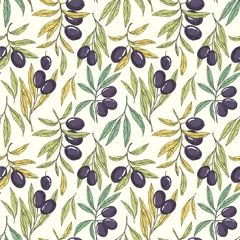 Gardinen Küche Muster  Seamless pattern with Olive branches  © Jallo