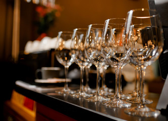 empty glasses on the rack