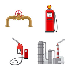 Vector design of oil and gas symbol. Set of oil and petrol stock vector illustration.