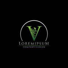 Green Leaf V Letter Logo