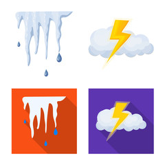 Vector illustration of weather and climate symbol. Set of weather and cloud stock vector illustration.