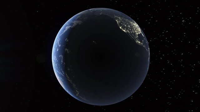 Realistic 3d animated earth showing the borders of the country Colombia and the capital Bogot&aacute; in 4K resolution at nighttime