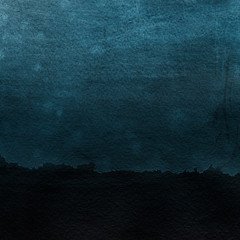 Colorful winter blue ink and watercolor textures on white paper background. Paint leaks and ombre effects. Hand painted abstract image. Deep sea.