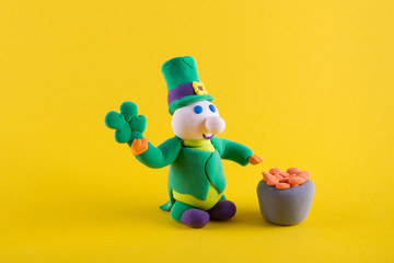 St Patricks Day decoration. Funny toy leprechaun