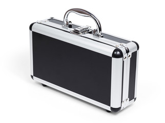 Aluminum suitcase isolated on a white background with clipping path.