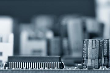 Electronic components are mounted on the device board Toned image