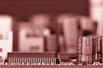 Electronic components are mounted on the device board Toned image