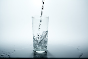 Pure water is poured into a glass