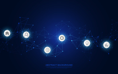 Global network connection. Abstract geometric background with connecting dots and lines. Digital technology and communication concept.