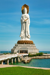 The largest and most popular statue of the goddess Guanyin in Nanshan Park. Sanya, Hainan.