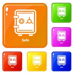 Safe icons set collection vector 6 color isolated on white background