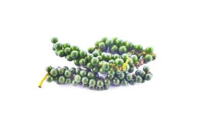green color black pepper on white background