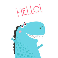 Vector children's illustration with dinosaur.