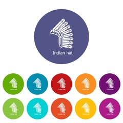 Indian hat icons color set vector for any web design on white background