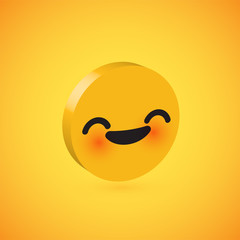 Yellow high detailed 3D disc emoticon, vector illustration