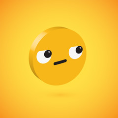 Yellow high detailed 3D disc emoticon, vector illustration