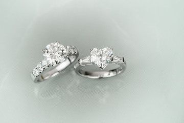 diamond ring and heart shape diamond ring