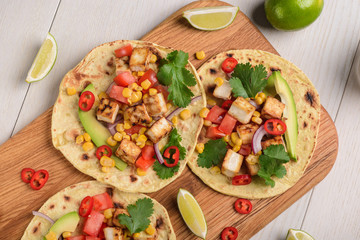 Tortillas with vegan taco filling