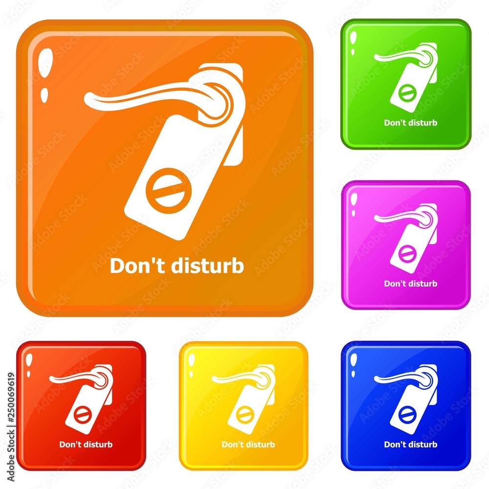 Poster do not disturb icons set collection vector 6 color isolated on white background