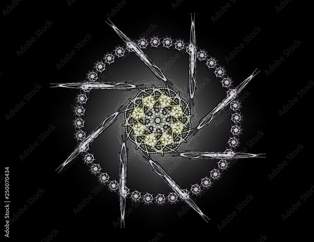 Poster lacy colorful clockwork pattern. digital fractal art design. abstract design of sacred symbols signs