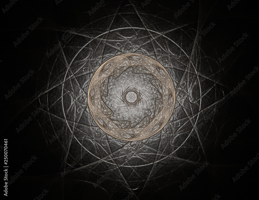 Poster lacy colorful clockwork pattern. digital fractal art design. abstract design of sacred symbols signs