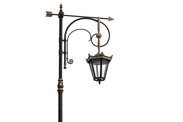 Vintage street lamp isolated on white