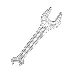 Wrench. Spanner repair tool. Mechanic or engineer instruments. Support service wireframe low poly mesh vector illustration