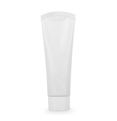 A tube with cream or toothpaste on a white background