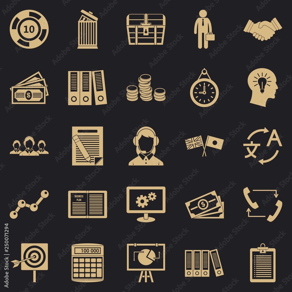 Poster customers of the bank icons set. simple set of 25 customers of the bank vector icons for web for any