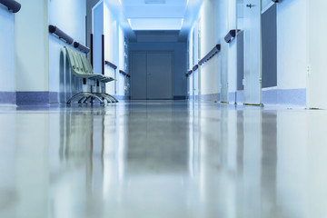 Long empty hallway in hospital