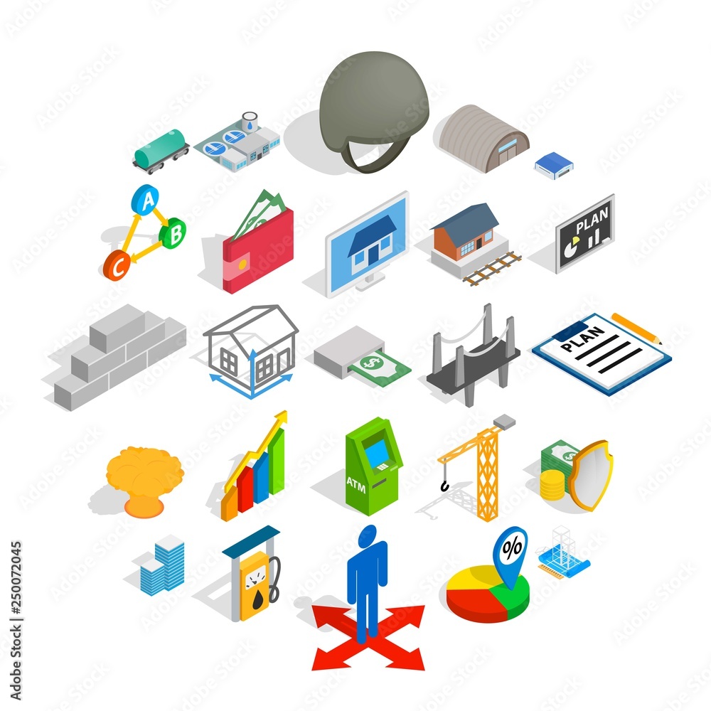Poster calculation of finance icons set. isometric set of 25 calculation of finance vector icons for web is