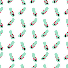 Flip flop print pattern. Seamless pattern with cute colorful sandals.
