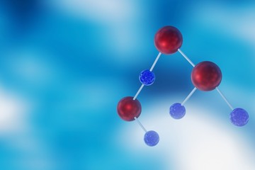 3D molecules on a blue background