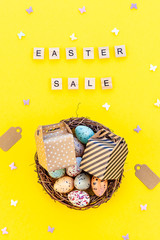 Creative Top view holiday Easter Sale Concept