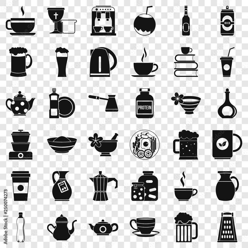 Aufkleber dinnerware icons set. simple style of 36 dinnerware vector icons for web for any design