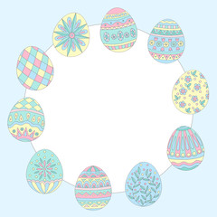 Round frame with abstract easter egg pattern