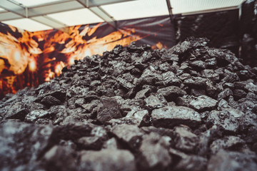 Heap of coal. place where coal stored for selling.