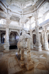 Interior of Ranakpur Temple in Rajasthan, India