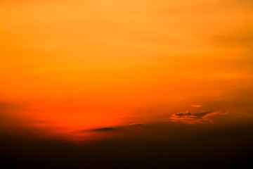 Fototapeta na wymiar Fiery orange colorful sunset sky. Beautiful sky color of hope and happiness concept idea background