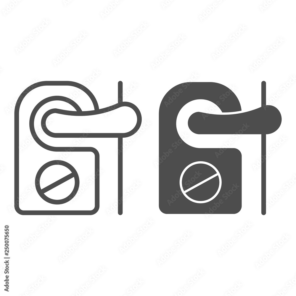Poster do not disturb line and glyph icon. door hanger vector illustration isolated on white. alert label o