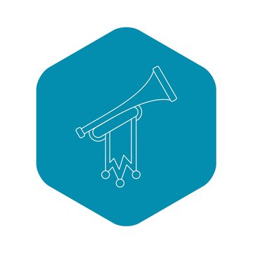 recommend clip art: Trumpet with flag icon in outline style on a white background vector illustration