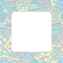 Square frame with colorful eggs, Happy Easter card