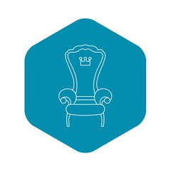 Royal throne icon in outline style on a white background vector illustration