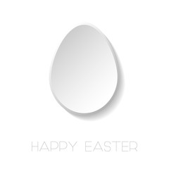 Vector happy easter white background with paper origami egg. Holiday greeting card, poster, brochure, cover, template