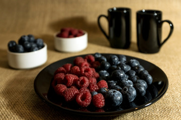 Red fruits with cereals and nuts