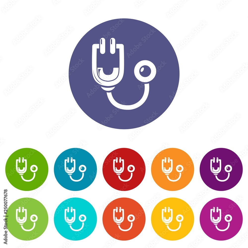 Poster stethoscope icons color set vector for any web design on white background