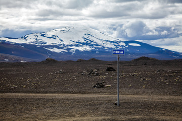 Hekla volcano road sign Iceland Scandinavia © Dmitry Naumov