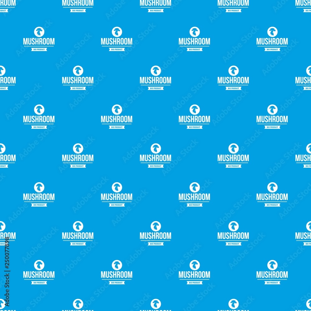 Poster mushroom bio product pattern vector seamless blue repeat for any use