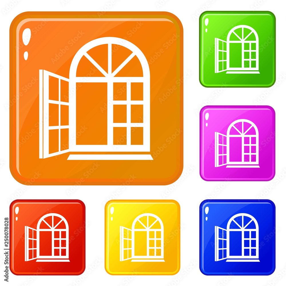 Poster window frame icons set collection vector 6 color isolated on white background