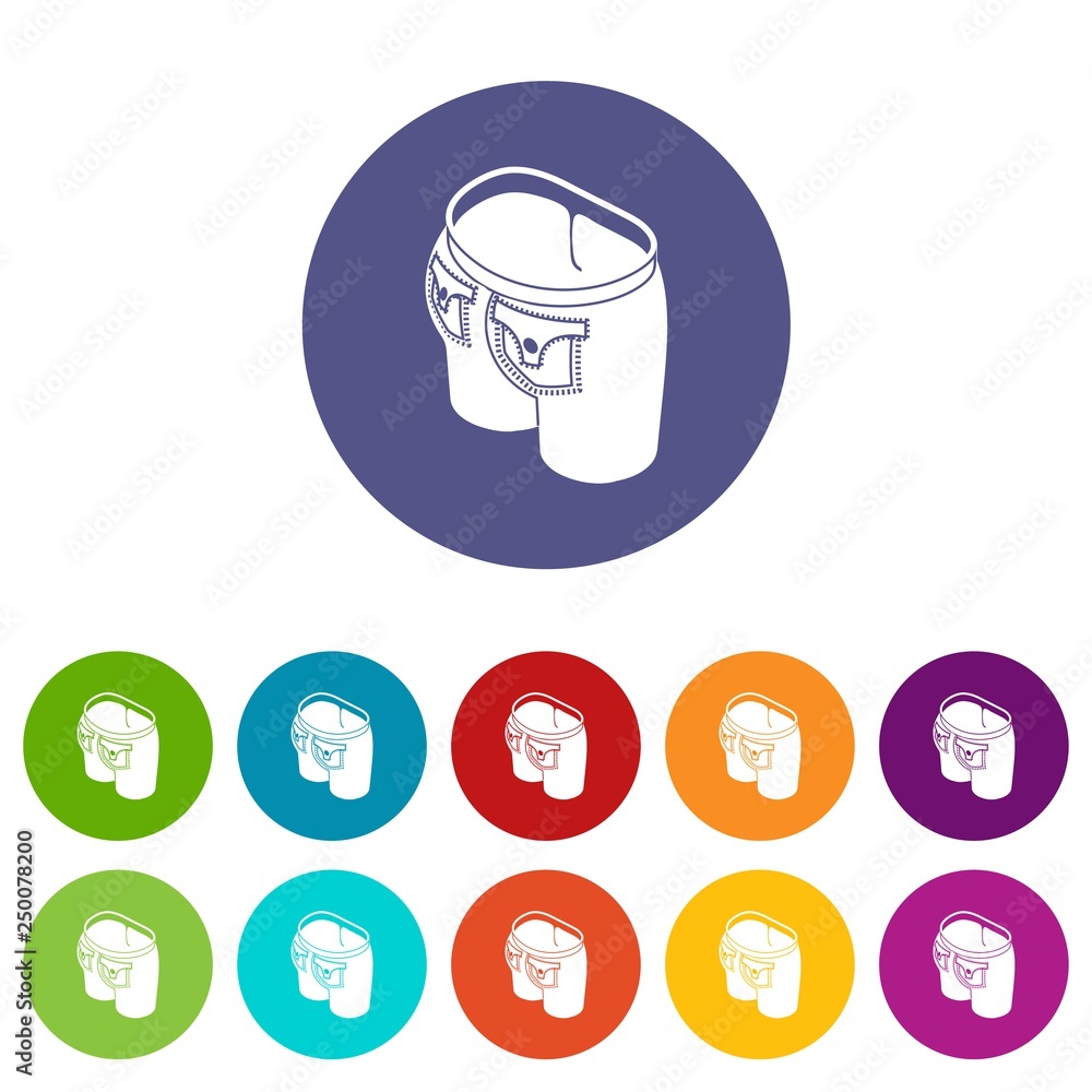 Poster jeans button icons color set vector for any web design on white background
